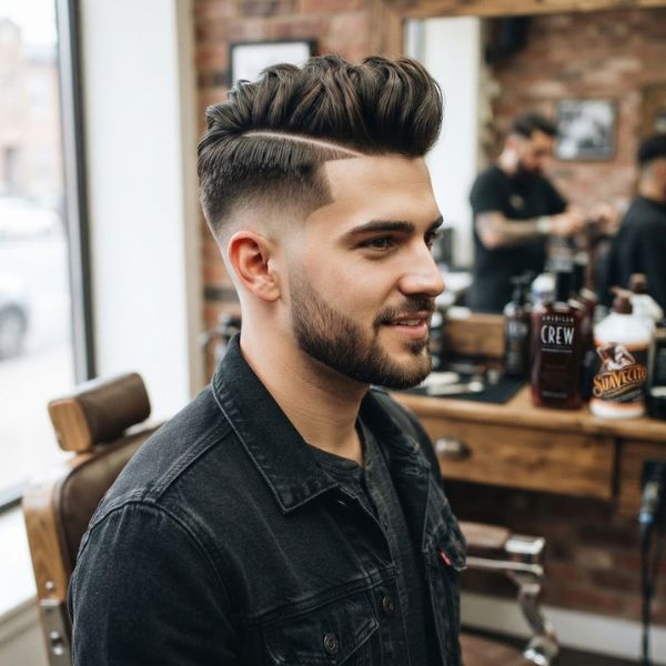 Hard Part Quiff Hairstyle for Men