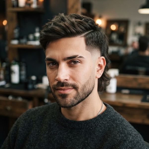 Low Mullet Haircut With Side Part