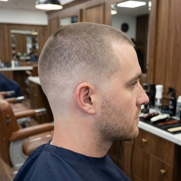 Low Taper Fade With Buzz Cut
