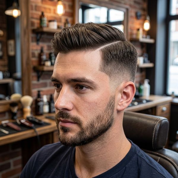 Low Taper Fade With Hard Part