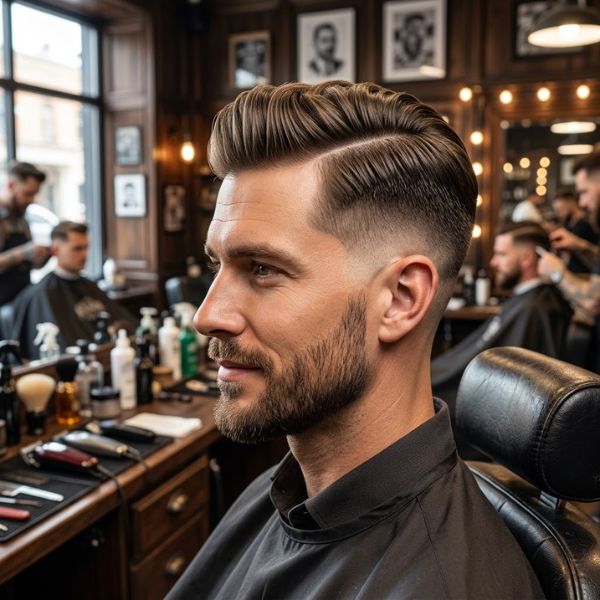 Low Taper Fade With Side Part