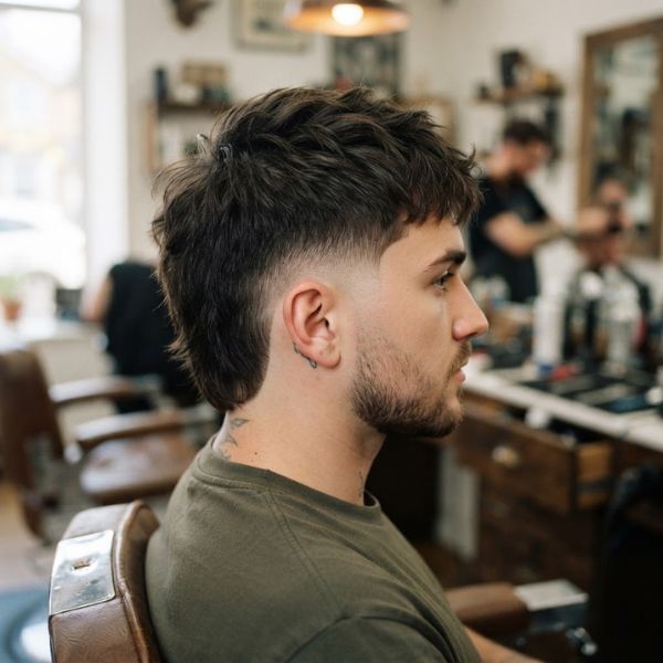 Short Low Burst Fade Mullet
