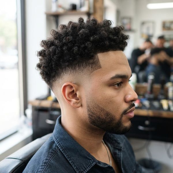 Skin Fade Haircut with Curly Hair