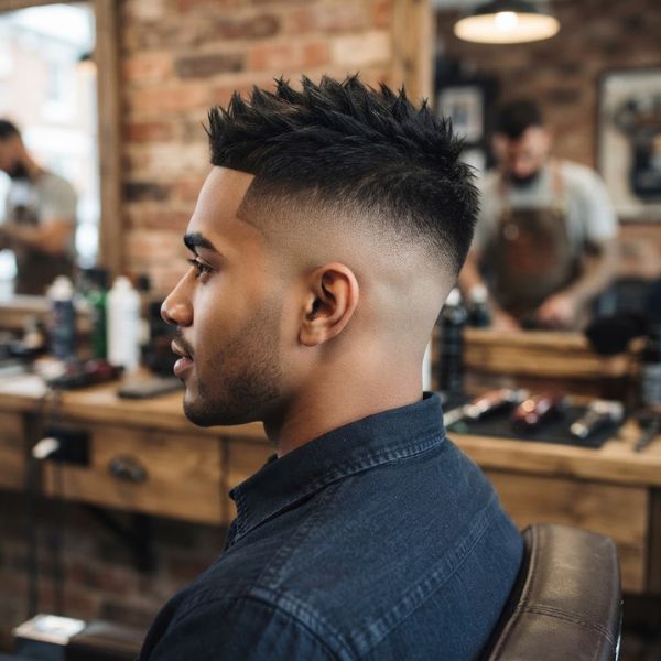 Skin Fade Haircut with Short Spiky Hair