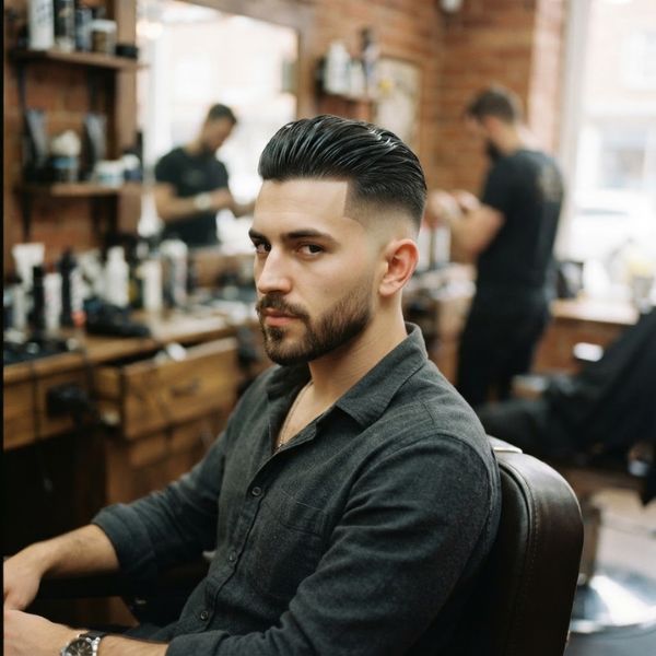 Skin Fade Haircut with Slick Back